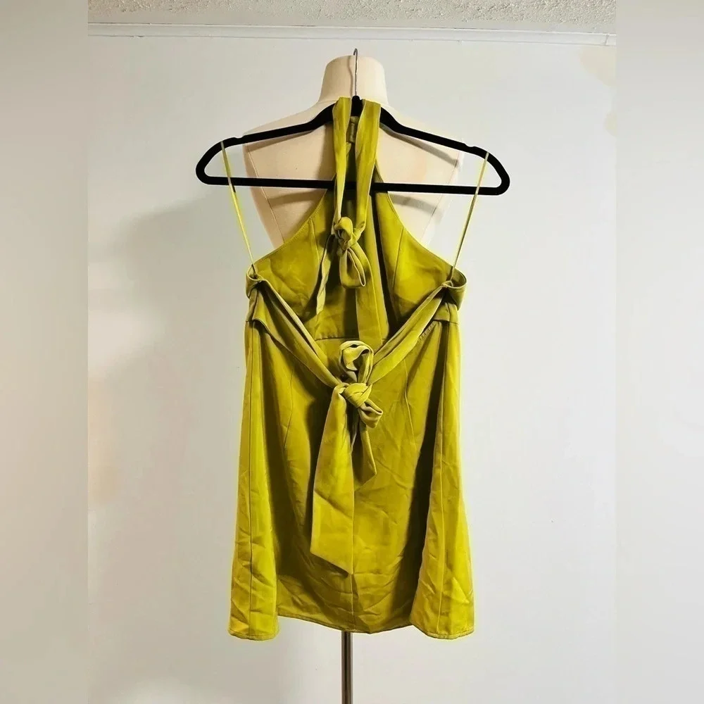 Urban Outfitters Jillian Satin Halter Mini Dress in Light Green Size Large NWOT - Picture 3 of 13
